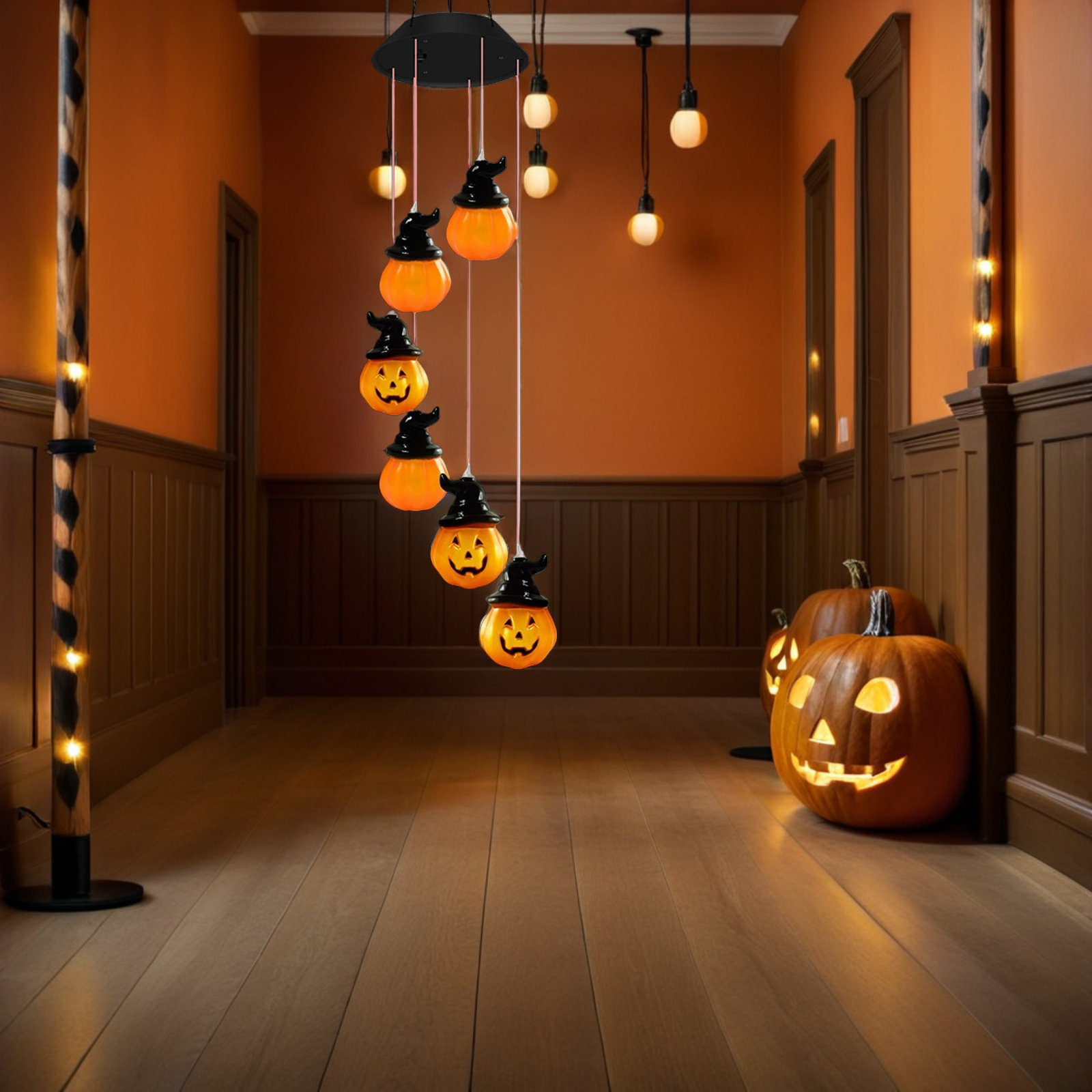 Outdoor Power Jack - 2Pcs Jack O Lantern Wind Chimes
